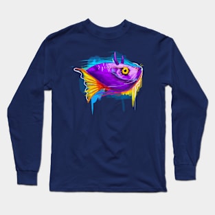 unique fish in watercolor collaboration Long Sleeve T-Shirt